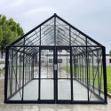 Serre de jardin 20,05m² ROYALE en aluminium laqué noir et verre trempé 4mm - Green Protect