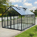 Serre de jardin 20,05m² ROYALE en aluminium laqué noir et verre trempé 4mm - Green Protect