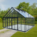 Serre de jardin 27,07m² ROYALE en aluminium laqué noir et verre trempé 4mm - Green Protect