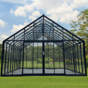 Serre de jardin 27,07m² ROYALE en aluminium laqué noir et verre trempé 4mm - Green Protect