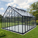 Serre de jardin 27,07m² ROYALE en aluminium laqué noir et verre trempé 4mm - Green Protect