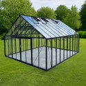 Serre de jardin 30,08m² ROYALE en aluminium laqué noir et verre trempé 4mm - Green Protect