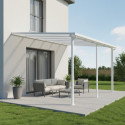 Pergola adossée ajustable - toit de terrasse en alu laqué blanc 400x434cm X-METAL