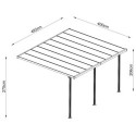 Pergola adossée ajustable - toit de terrasse en alu laqué blanc 400x495cm X-METAL