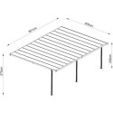 Pergola adossée ajustable - toit de terrasse en alu blanc 400x801cm - X-METAL