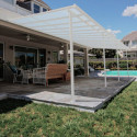 Pergola adossée ajustable en aluminium blanc - profondeur 400cm x longueur 985cm - X-METAL