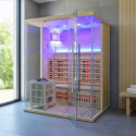 Sauna Hybride LUXE 3 places Infrarouge 2800W + poêle SAWO 6000W SNÖ 