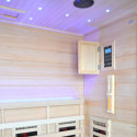 Sauna Hybride LUXE 3 places Infrarouge 2800W + poêle SAWO 6000W SNÖ 