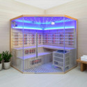 Sauna Hybride LUXE 5 places Infrarouge 3500W + poêle SAWO 9000W SNÖ