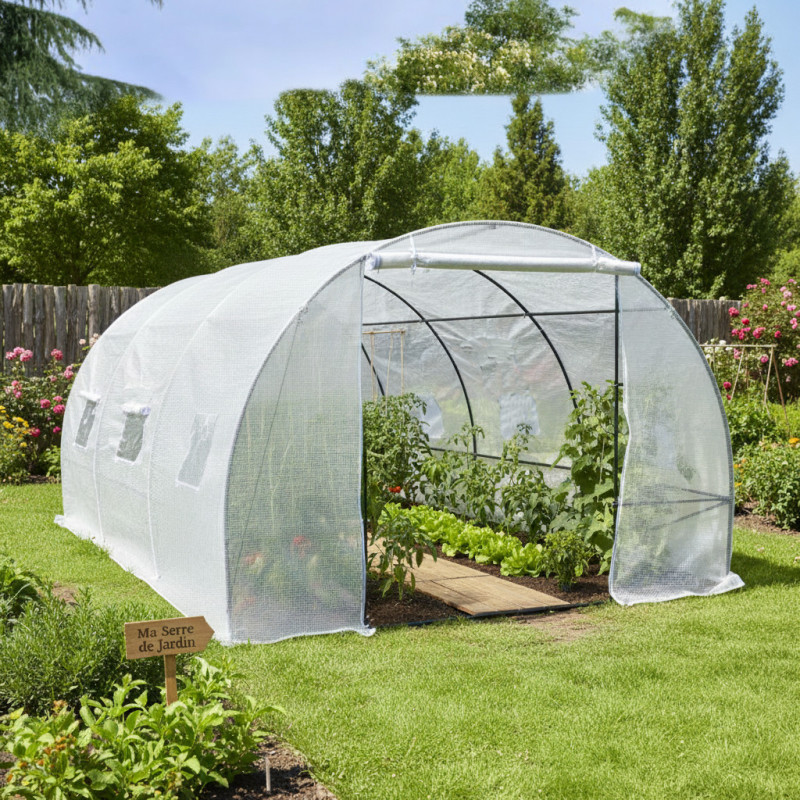 Serre tunnel maraîchère 3x4,5m BIANCA couverture PE armé - Green Protect