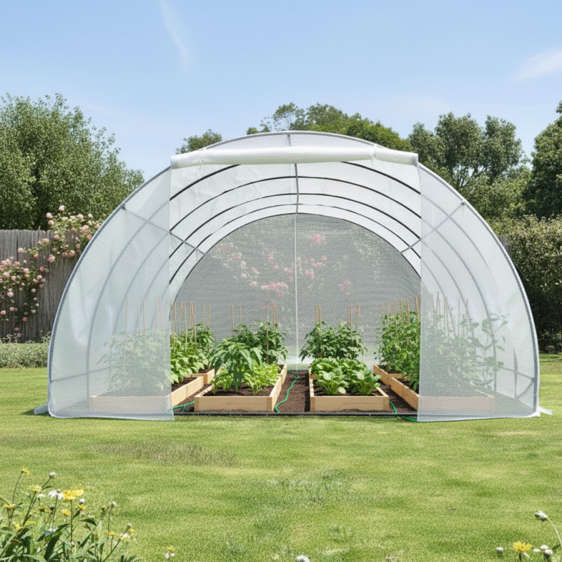 Serre tunnel maraîchère 4x8m BIANCA couverture PE armé - Green Protect