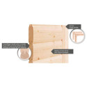 Sauna traditionnel MOJAVE 5 à 6 places 38mm sans couronne - avec porte à économie d'énergie KARIBU