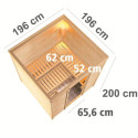 Sauna traditionnel MOJAVE 5 à 6 places 38mm sans couronne - avec porte à économie d'énergie KARIBU