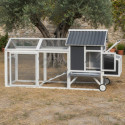 Poulailler en bois FSC thermo-traité 224x81x107cm avec toit PVC pour 4 à 6 poules – Shelty Pet