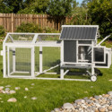 Poulailler en bois FSC thermo-traité 224x81x107cm avec toit PVC pour 4 à 6 poules – Shelty Pet