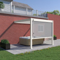 Pergola bioclimatique adossée en alu blanc 3x3m - store latéral en option - Ombrea VS