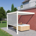 Pergola bioclimatique adossée en alu blanc 3x3m - store latéral en option - Ombrea VS
