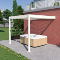 Pergola bioclimatique adossée en alu blanc 3x3m - store latéral en option - Ombrea VS