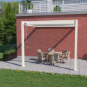 Pergola bioclimatique adossée en alu blanc 3x3m - store latéral en option - Ombrea VS