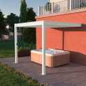 Pergola bioclimatique adossée en alu blanc 3x3m - store latéral en option - Ombrea VS