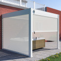 Pergola bioclimatique adossée en alu blanc 3x3m - store latéral en option - Ombrea VS