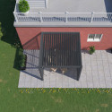 Pergola bioclimatique adossée en alu anthracite 3x3m - store latéral en option - Ombrea VS