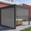 Pergola bioclimatique adossée en alu anthracite 3x3m - store latéral en option - Ombrea VS