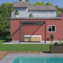 Pergola bioclimatique adossée en alu anthracite 3x3m - store latéral en option - Ombrea VS