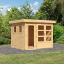 Abri de jardin toit plat 5,95m² en bois brut 19mm - Lahar 3,5 - Karibu
