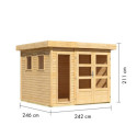 Abri de jardin toit plat 5,95m² en bois brut 19mm - Lahar 3,5 - Karibu
