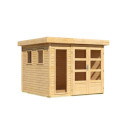 Abri de jardin toit plat 5,95m² en bois brut 19mm - Lahar 3,5 - Karibu