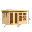 Abri de jardin toit plat 7,43m² en bois brut 19mm - Lahar 5 - Karibu
