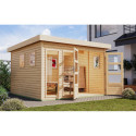Abri de jardin toit plat 9,24m² en bois brut 19mm - Lahar 6 - Karibu