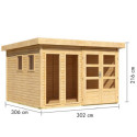Abri de jardin toit plat 9,24m² en bois brut 19mm - Lahar 6 - Karibu