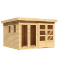 Abri de jardin toit plat 9,24m² en bois brut 19mm - Lahar 6 - Karibu