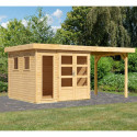 Abri de jardin toit plat 5,95m² en bois brut 19mm avec appentis 240cm - Lahar 3,5 - Karibu