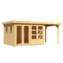 Abri de jardin toit plat 7,43m² en bois brut 19mm avec appentis 240cm - Lahar 5 - Karibu