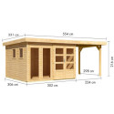 Abri de jardin toit plat 9,24m² en bois brut 19mm avec appentis 240cm - Lahar 6 - Karibu