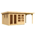 Abri de jardin toit plat 9,24m² en bois brut 19mm avec appentis 240cm - Lahar 6 - Karibu