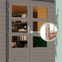 Abri de jardin toit plat 9,24m² en bois gris 19mm avec appentis 240cm - Lahar 6 - Karibu
