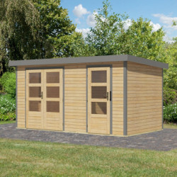 Abri de jardin en bois brut 19mm - acier gris - 8,56m² Merkur A – Karibu