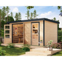Abri de jardin en bois brut 19mm - acier anthracite - 8,56m² Merkur A – Karibu