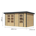 Abri de jardin en bois brut 19mm - acier anthracite - 8,56m² Merkur A – Karibu