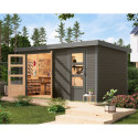 Abri de jardin en bois gris terre 19mm - acier gris - 8,56m² Merkur B – Karibu