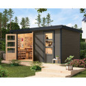 Abri de jardin en bois gris terre 19mm - acier anthracite - 8,56m² Merkur B – Karibu