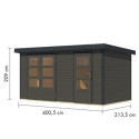 Abri de jardin en bois gris terre 19mm - acier anthracite - 8,56m² Merkur B – Karibu