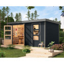 Abri de jardin en bois anthracite 19mm - acier gris - 8,56m² Merkur C – Karibu