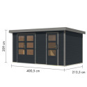 Abri de jardin en bois anthracite 19mm - acier gris - 8,56m² Merkur C – Karibu