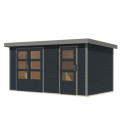 Abri de jardin en bois anthracite 19mm - acier gris - 8,56m² Merkur C – Karibu