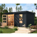 Abri de jardin en bois anthracite 19mm - acier anthracite - 8,56m² Merkur C – Karibu